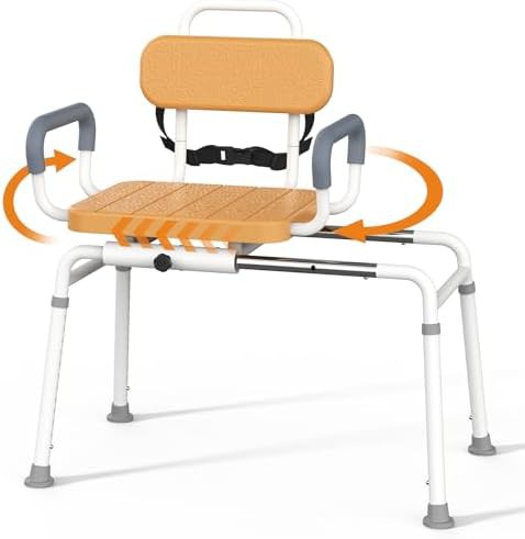 Brown sliding swivel tub transfer bench