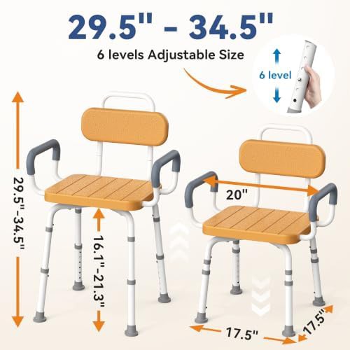 Swivel shower stool with removable arms — photo 3