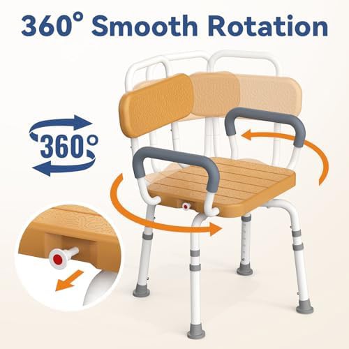 Swivel shower stool with removable arms — photo 4