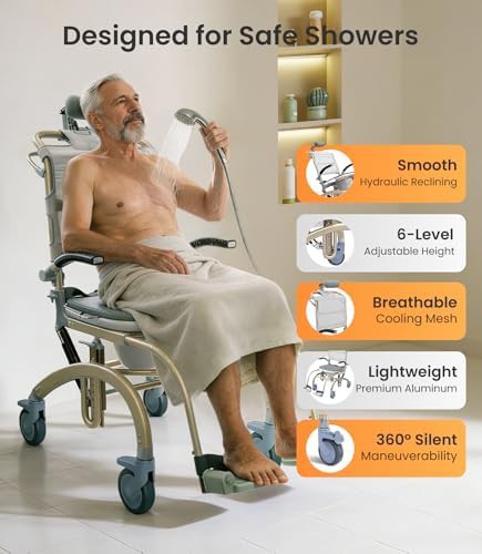 Reclining rolling shower chair with wheels — photo 3
