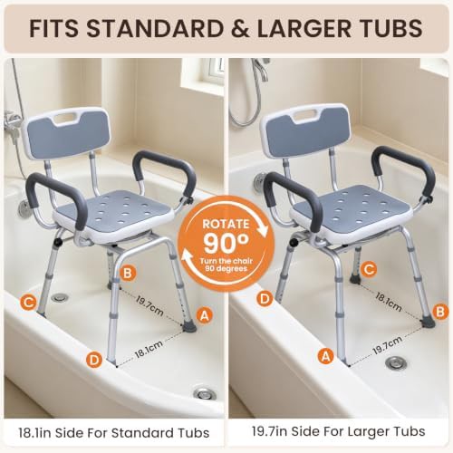 Rotating shower stool with arms light gray — photo 4