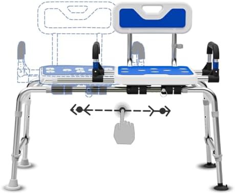 Sliding Shower Chair with Arms and Backrest