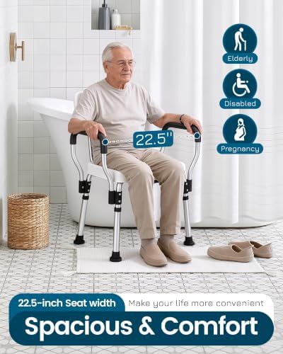 Aluminum shower chair with padded arms — photo 3