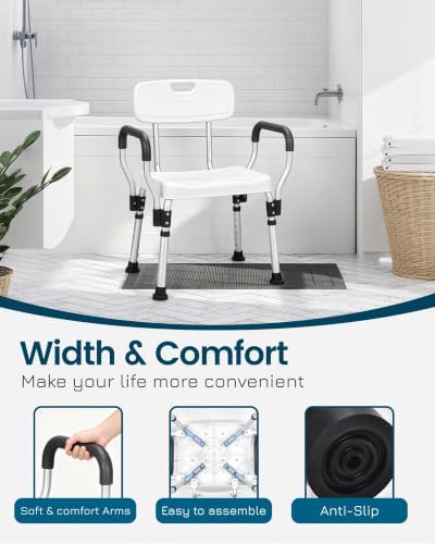 Aluminum shower chair with padded arms — photo 4