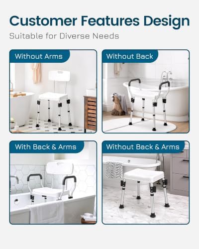 Aluminum shower chair with padded arms — photo 5