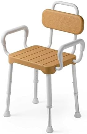 Brown aluminum bath stool with arms