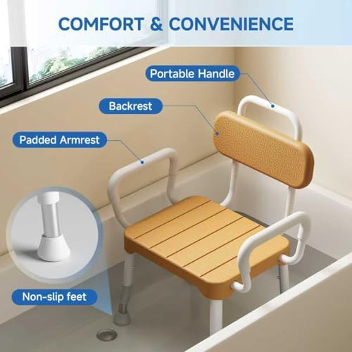 Brown aluminum bath stool with arms — photo 3