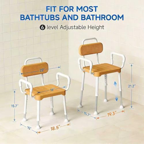 Brown aluminum bath stool with arms — photo 4