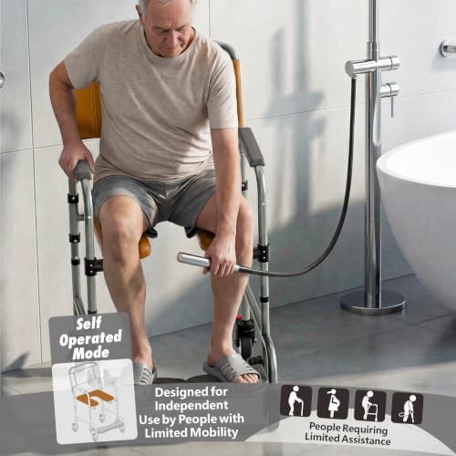 Wheeled commode chair with footrest — photo 3