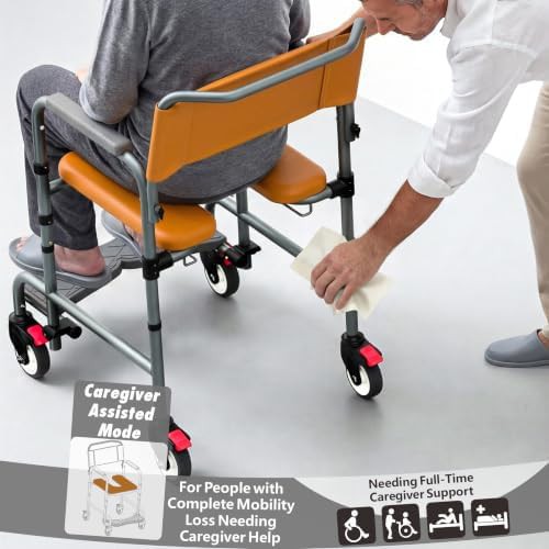 Wheeled commode chair with footrest — photo 4