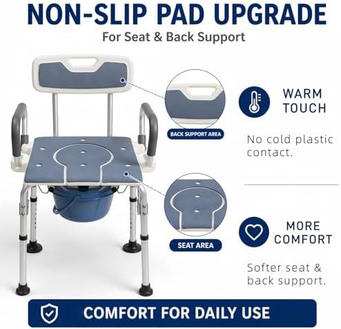 Padded bedside commode and shower safety frame — photo 3