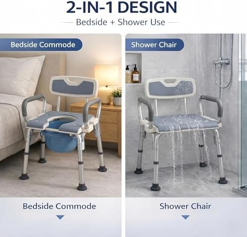 Padded bedside commode and shower safety frame — photo 5