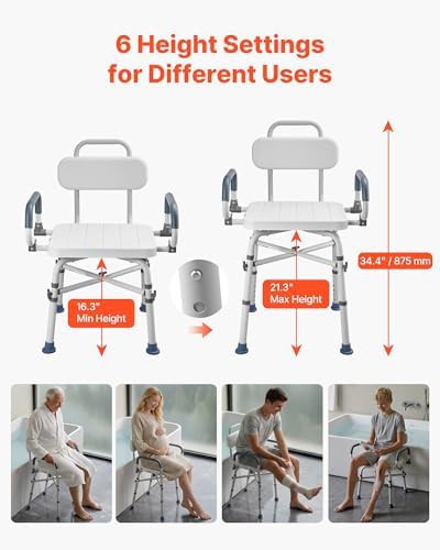 Heavy Duty Swivel Shower Chair with Arms — photo 4