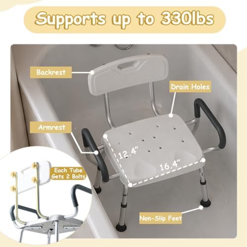 Extra wide shower seat with arms — photo 4