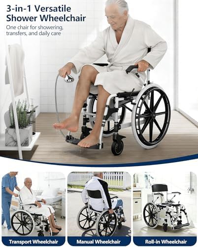 Self-propelled rolling shower and commode wheelchair — photo 4