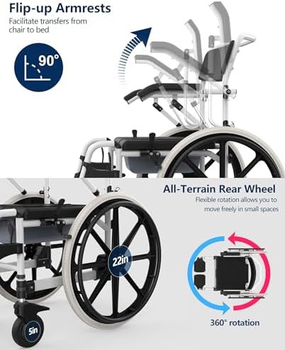 Self-propelled rolling shower and commode wheelchair — photo 5