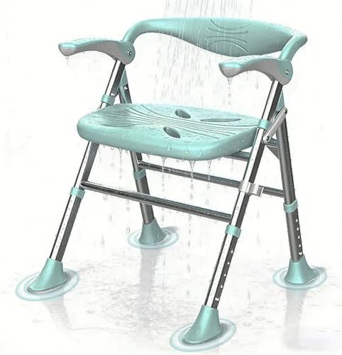 Foldable heavy duty shower chair with arms