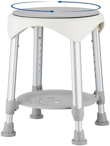Gray swivel shower chair with adjustable height