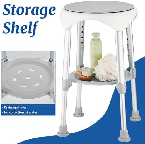 Gray swivel shower chair with adjustable height — photo 4