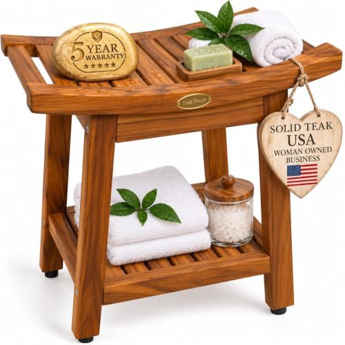 Waterproof eighteen inch teak wood bench