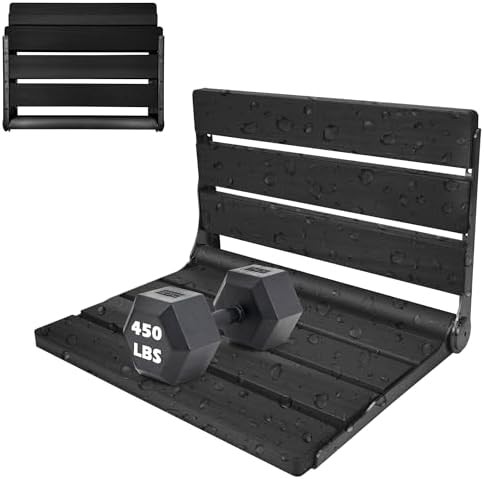 Heavy duty folding teak shower chair