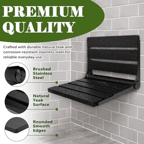 Heavy duty folding teak shower chair — photo 4