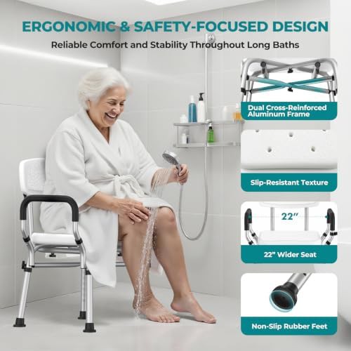 Adjustable height shower chair with backrest — photo 3