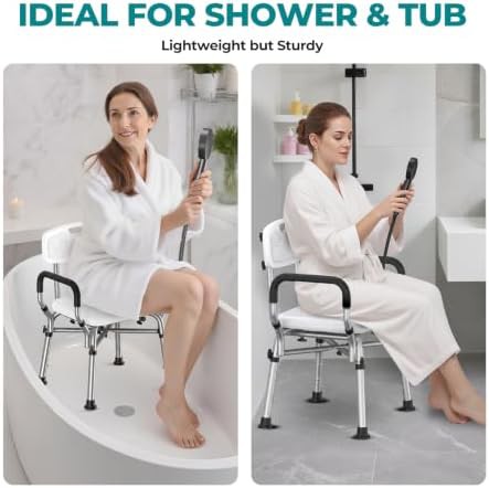 Adjustable height shower chair with backrest — photo 4