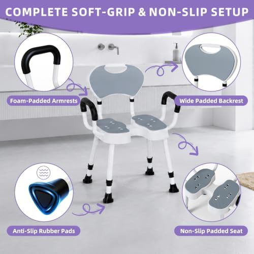 Extra wide padded shower chair 350 lbs — photo 4