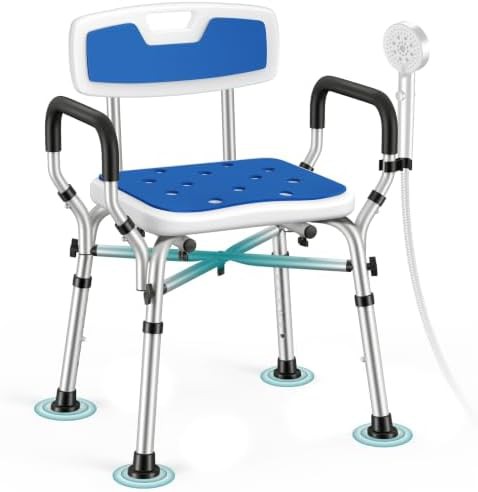 Heavy duty aluminum shower seat with arms