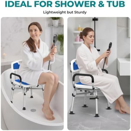 Heavy duty aluminum shower seat with arms — photo 4