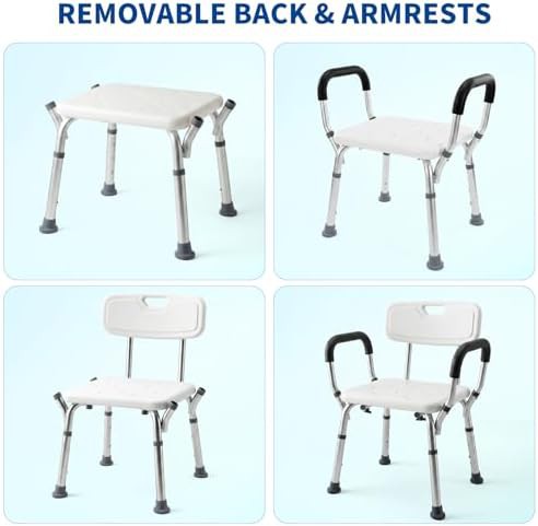 Adjustable shower chair with backrest and arms — photo 4