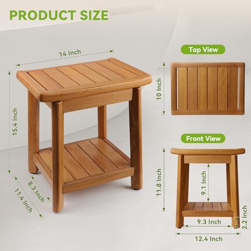 Waterproof teak wood shower bench — photo 3
