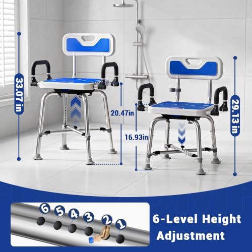 Adjustable Swivel Shower Chair 500 lbs Capacity — photo 3