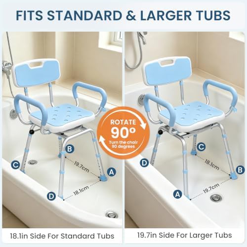 Rotating bath chair with back light blue — photo 3