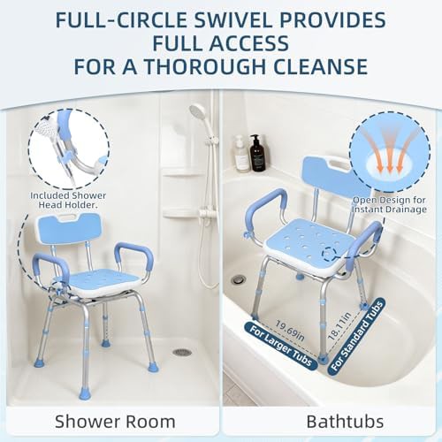 Rotating bath chair with back light blue — photo 4