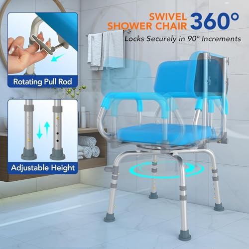 Swivel Shower Chair with Padded Arms — photo 4