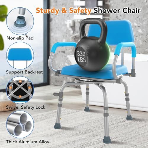 Swivel Shower Chair with Padded Arms — photo 5