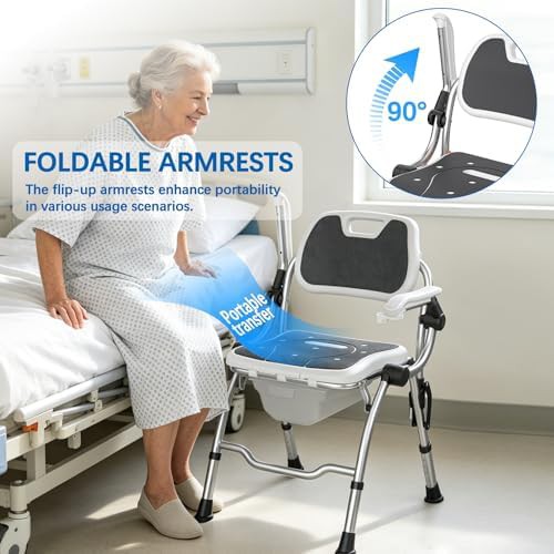 Folding Bedside Commode and Shower Chair — photo 3