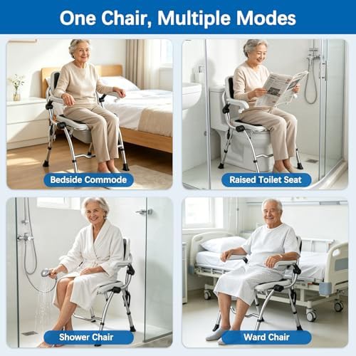 Folding Bedside Commode and Shower Chair — photo 4