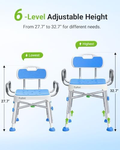 Reinforced Shower Chair with Back and Arms — photo 4