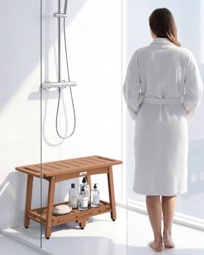 Extra Large Teak Color Shower Bench 28 in — photo 4