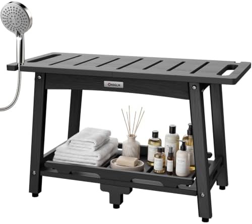 Extra Large Black Shower Bench 28 in