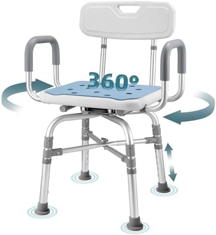 Locking swivel shower chair with arms