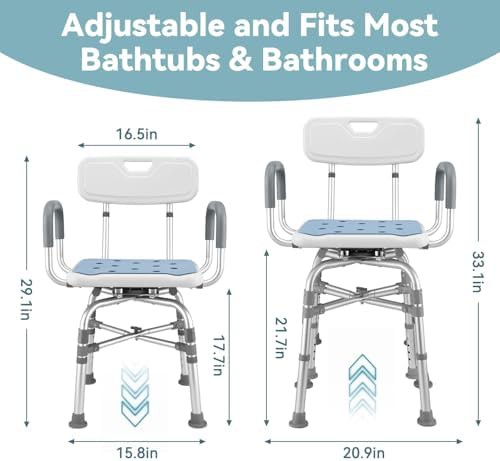 Locking swivel shower chair with arms — photo 3