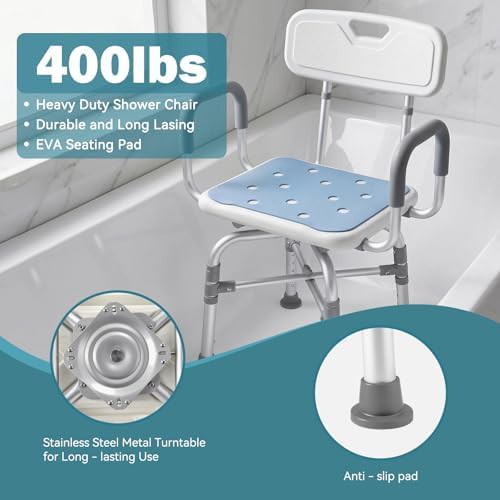 Locking swivel shower chair with arms — photo 4