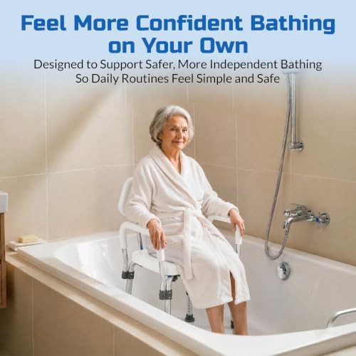 White padded shower chair with armrests — photo 4