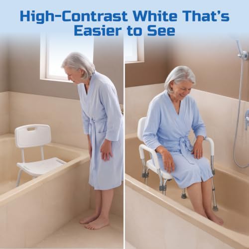White padded shower chair with armrests — photo 5