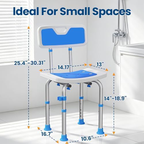 Adjustable aluminum shower chair with back — photo 4