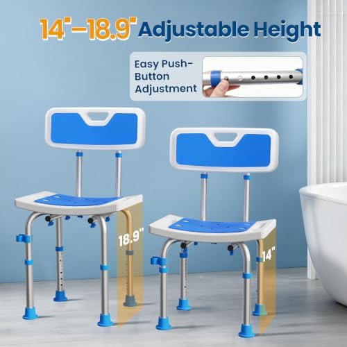 Adjustable aluminum shower chair with back — photo 5
